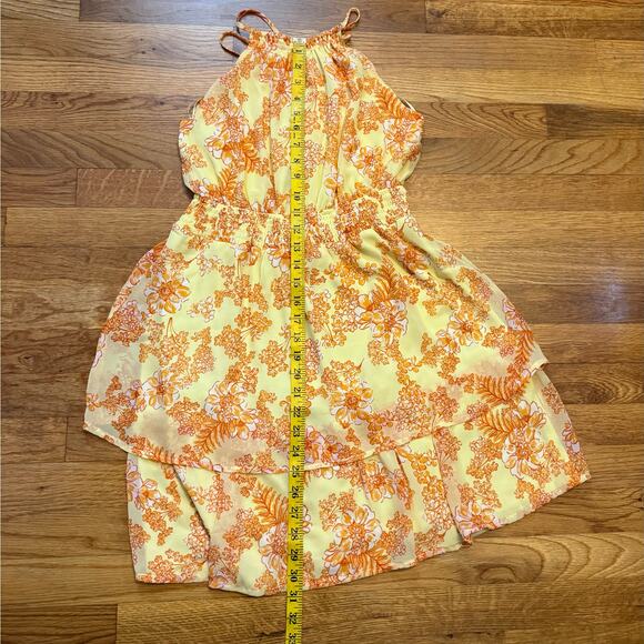 Collective Concepts Womens Small Yellow Orange Floral Cottage Ruffle Mini Dress - Picture 4 of 9